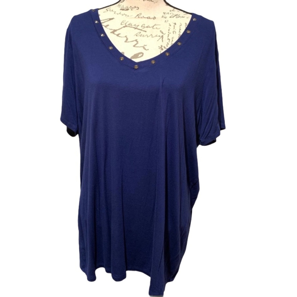 Grace Women Studded V Neck Neckline Top size 2X